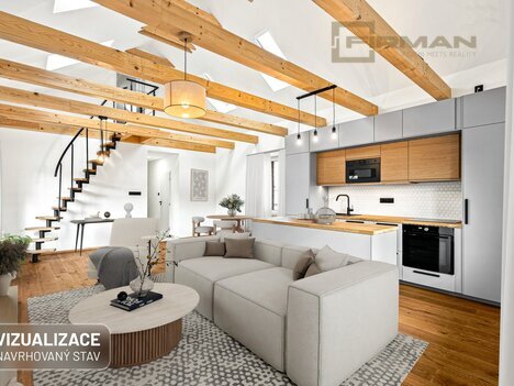 Prodej nadstandardního atypického  bytu 3kk + podkrovní místnost s parkovacím místem na Zbraslavi